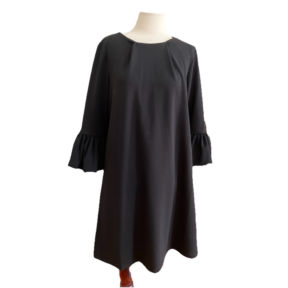 Nina Leonard Dress Black Size‎ M Bell Sleeves 3/4 Sleeve Whimsigoth Cottagecore